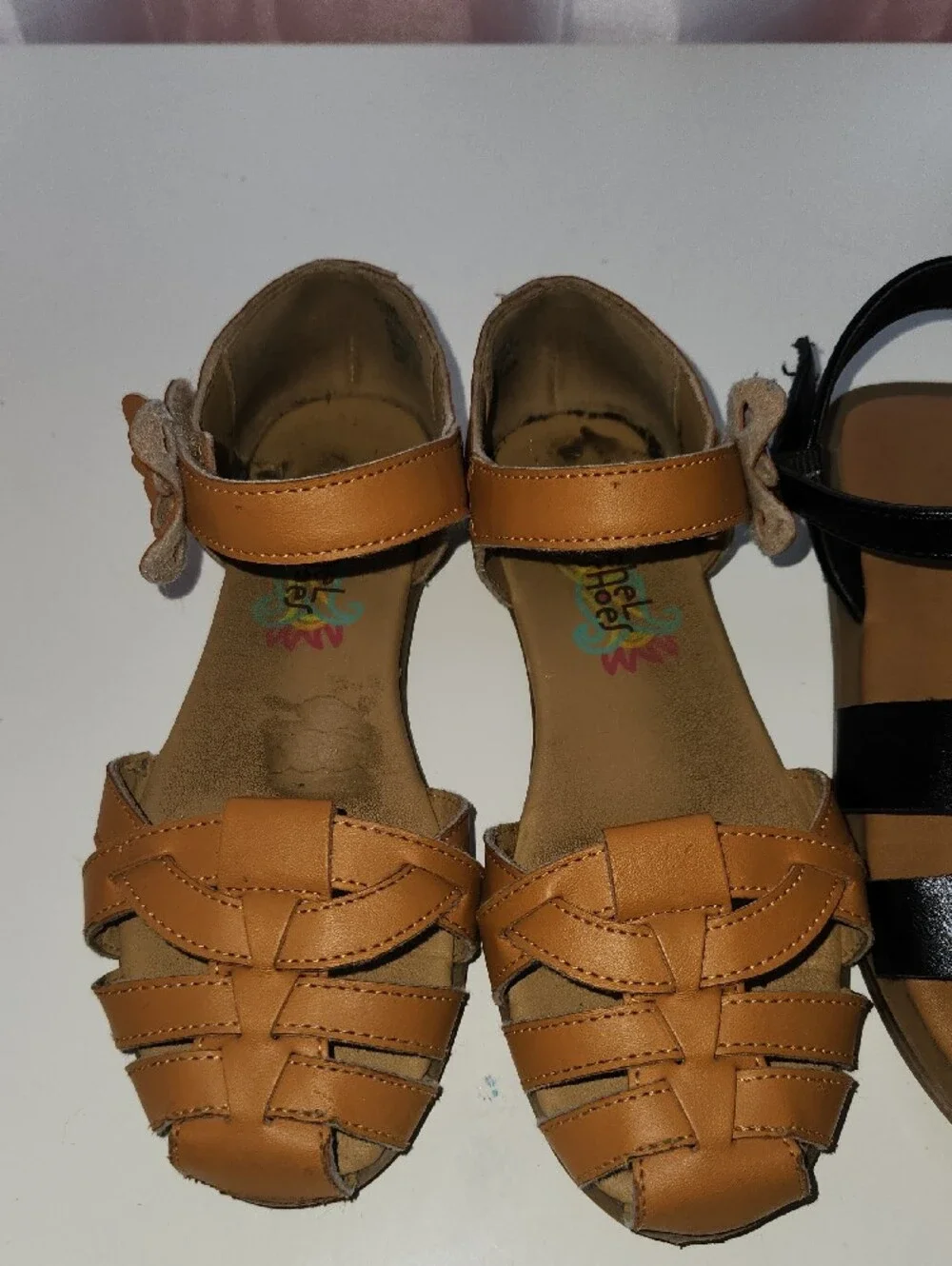 Rachel Shoes Girls' Tan and Black Summer Sandal Duo